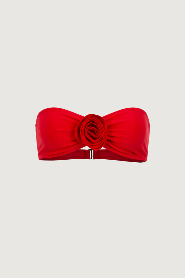 Same Rose Bandeau Top | Faux Suede Red/Red M / Scarlet Red/Red