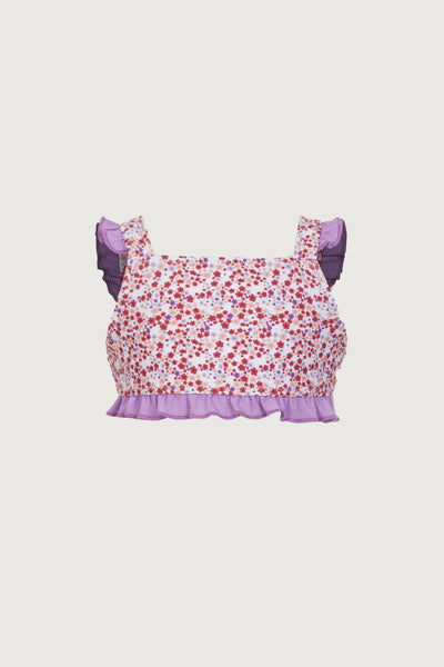 ruffle bandeau top (mini floral/purple)