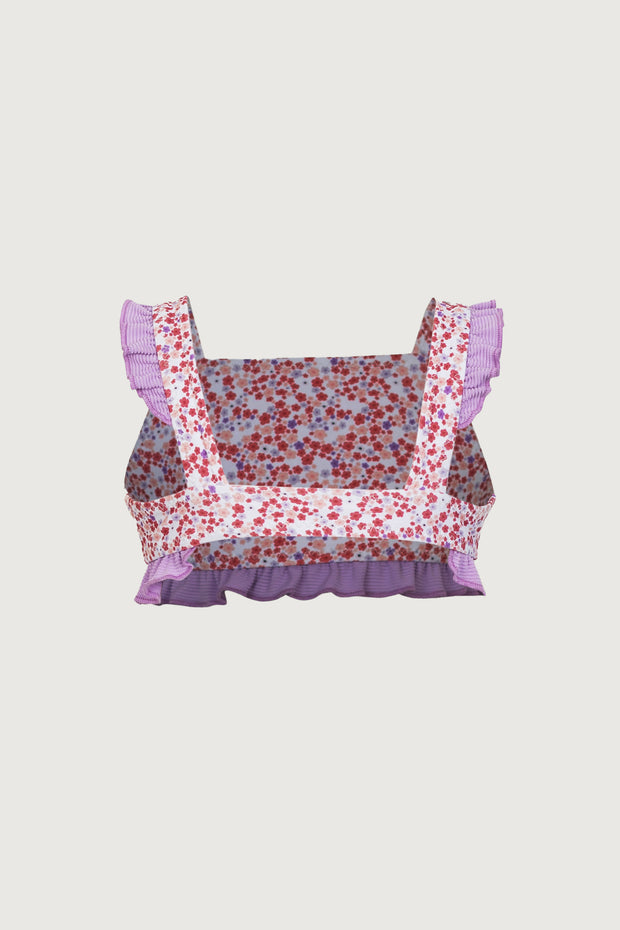 ruffle bandeau top (mini floral/purple)