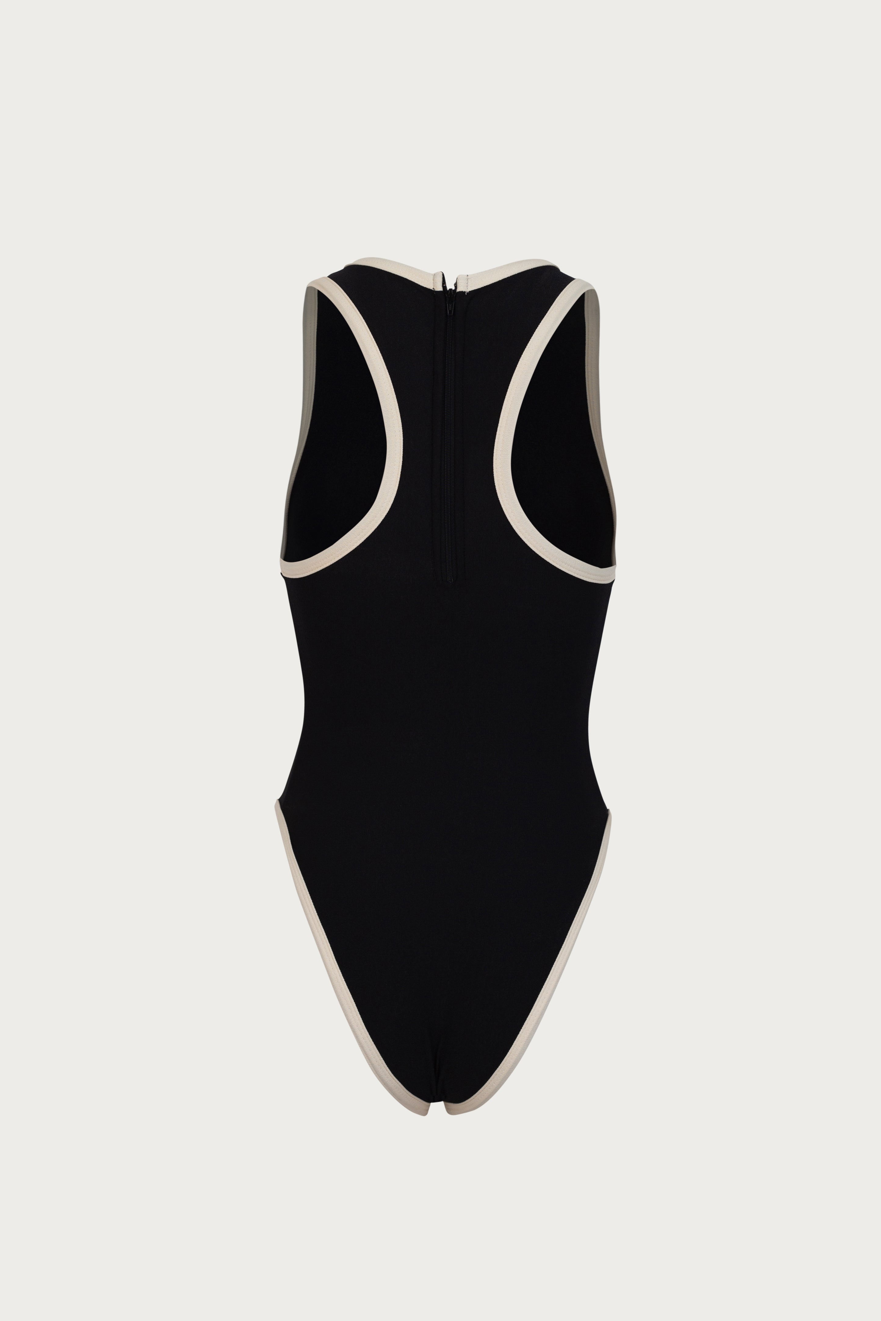 SAME Tank One Piece | Faux Suede Black/Cream | Women's Swimwear