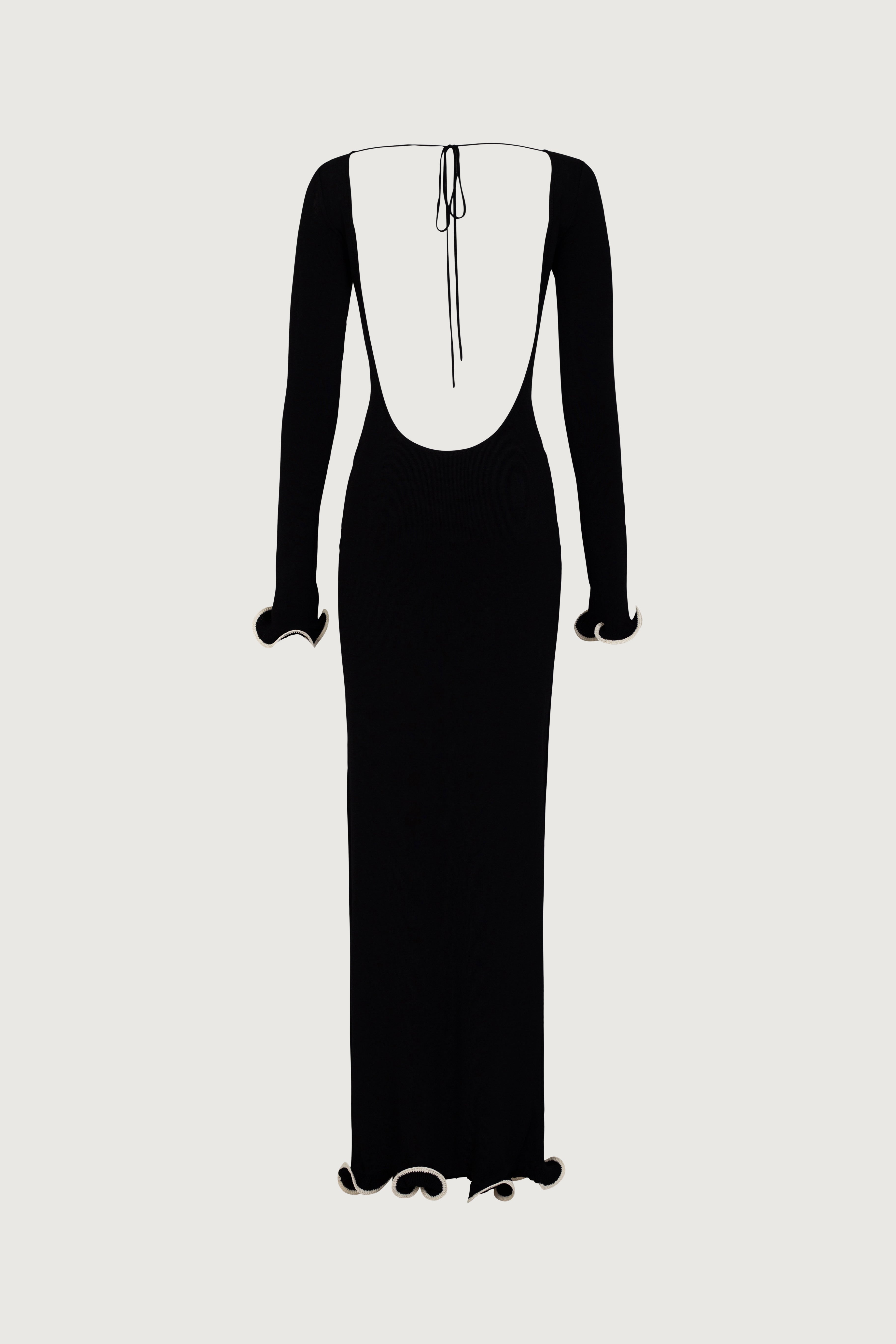 SAME Ruffle Hem Maxi Dress | Black/Cream