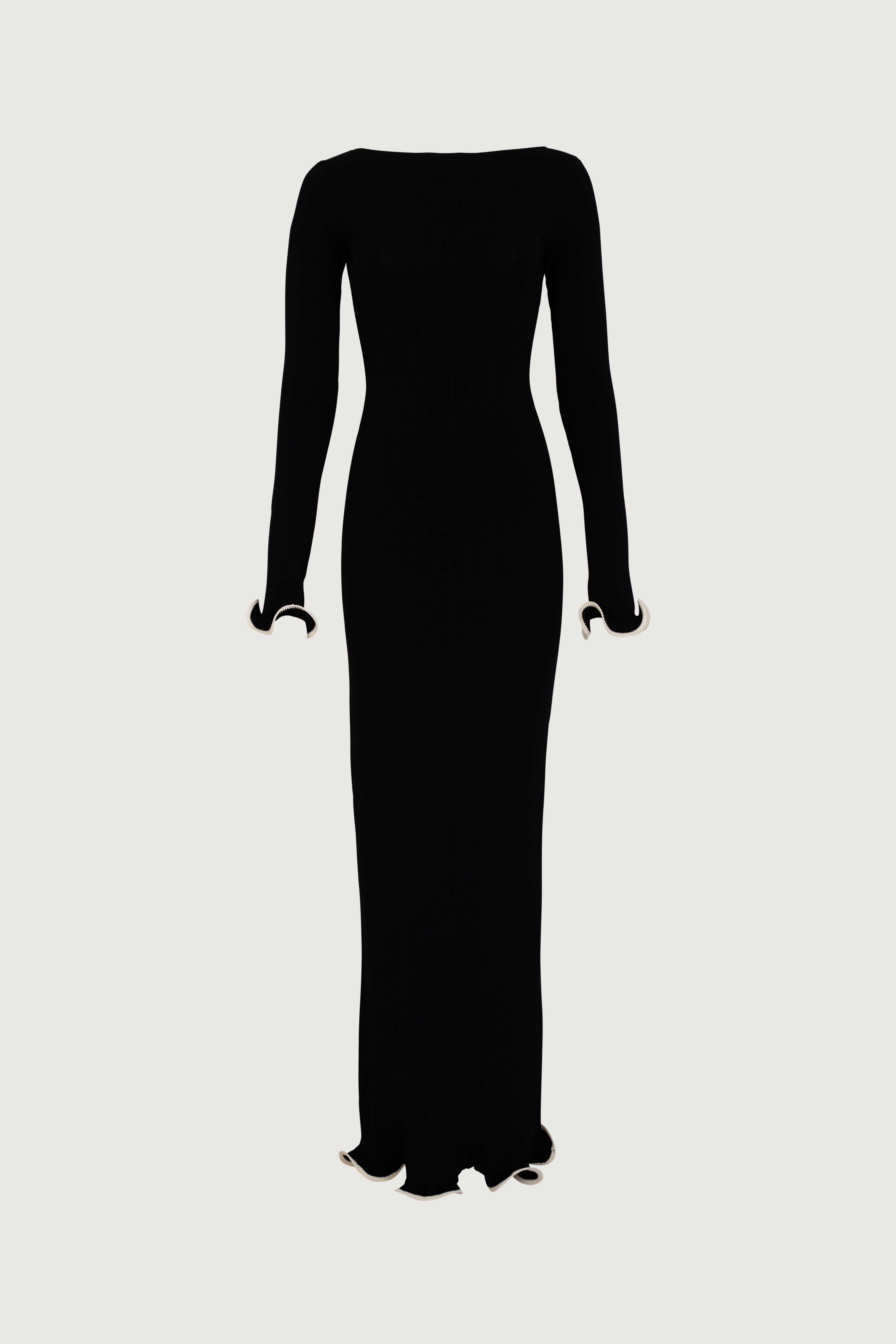 SAME Ruffle Hem Maxi Dress | Black/Cream
