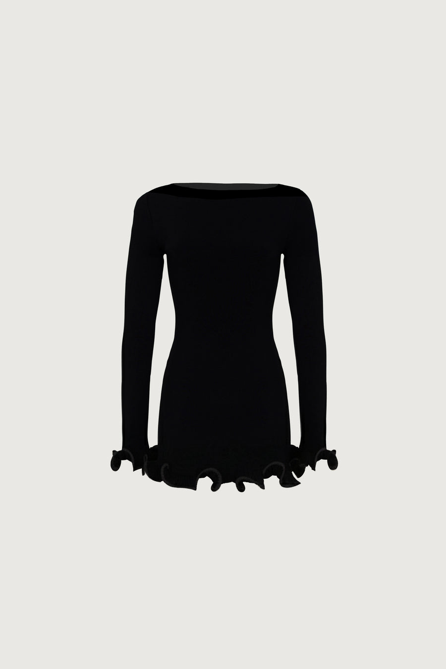 Ruffle Hem Mini Dress Black