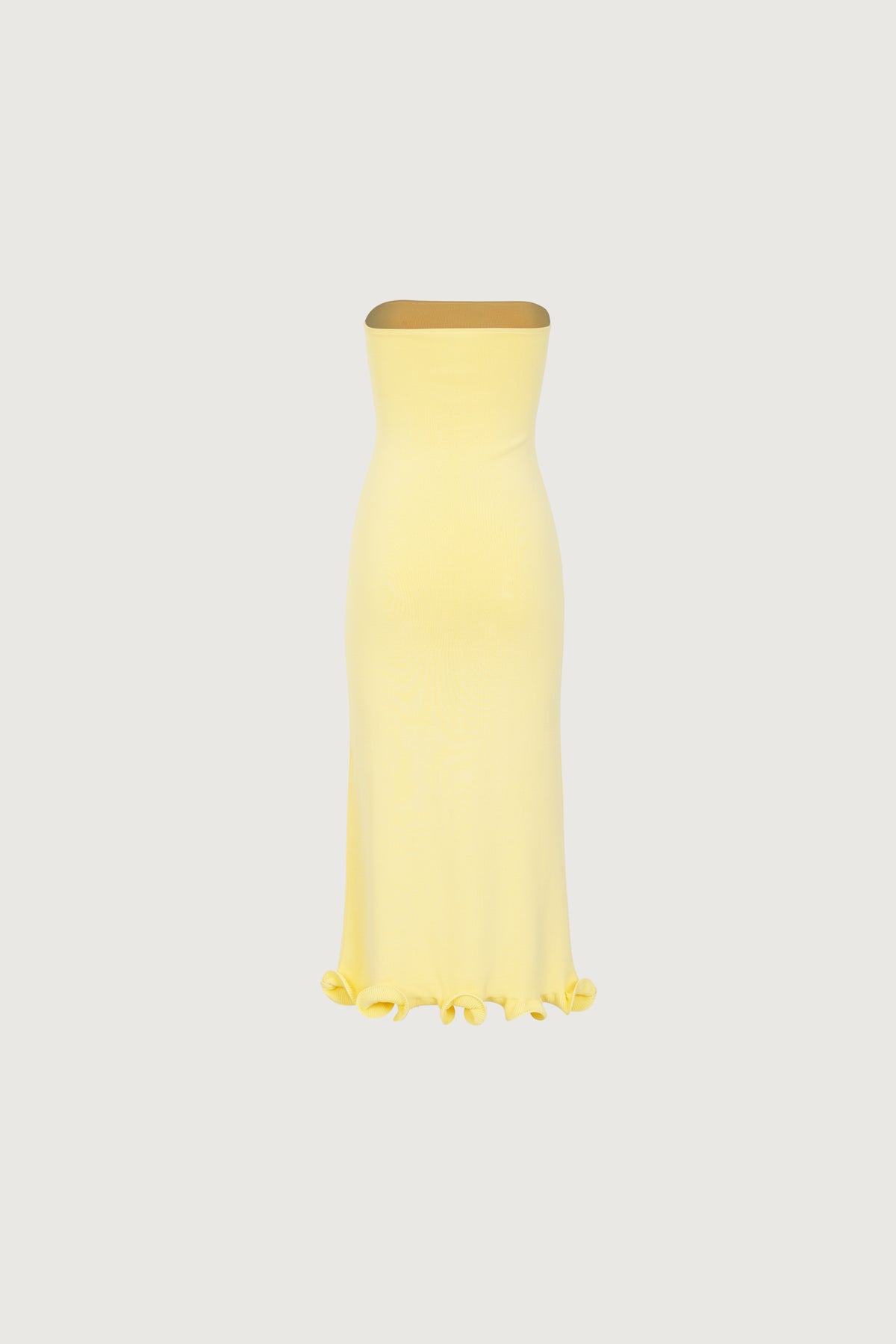SAME Ruffle Hem Strapless Dress | Butter Yellow
