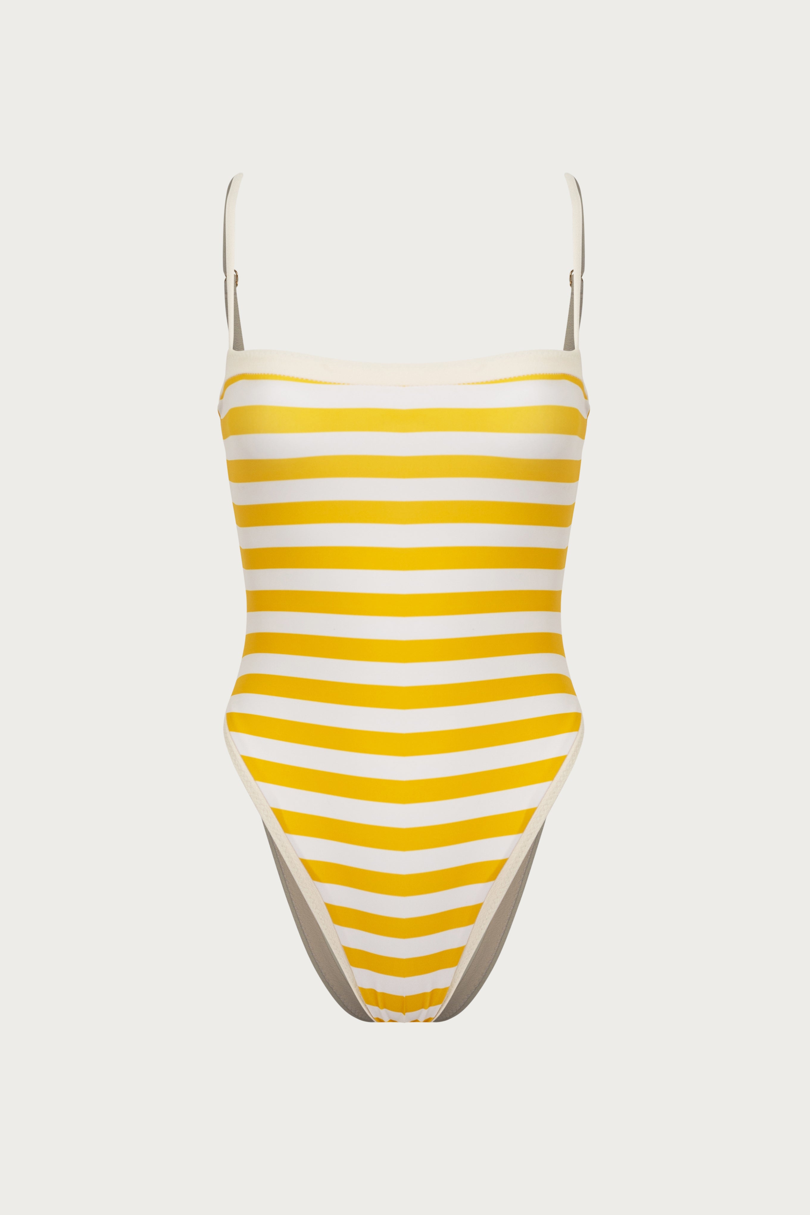 Aimeine ストレッチシアーポロワンピース　イエロー　S SAME One Piece | Yellow Stripe | Women's Swimwear