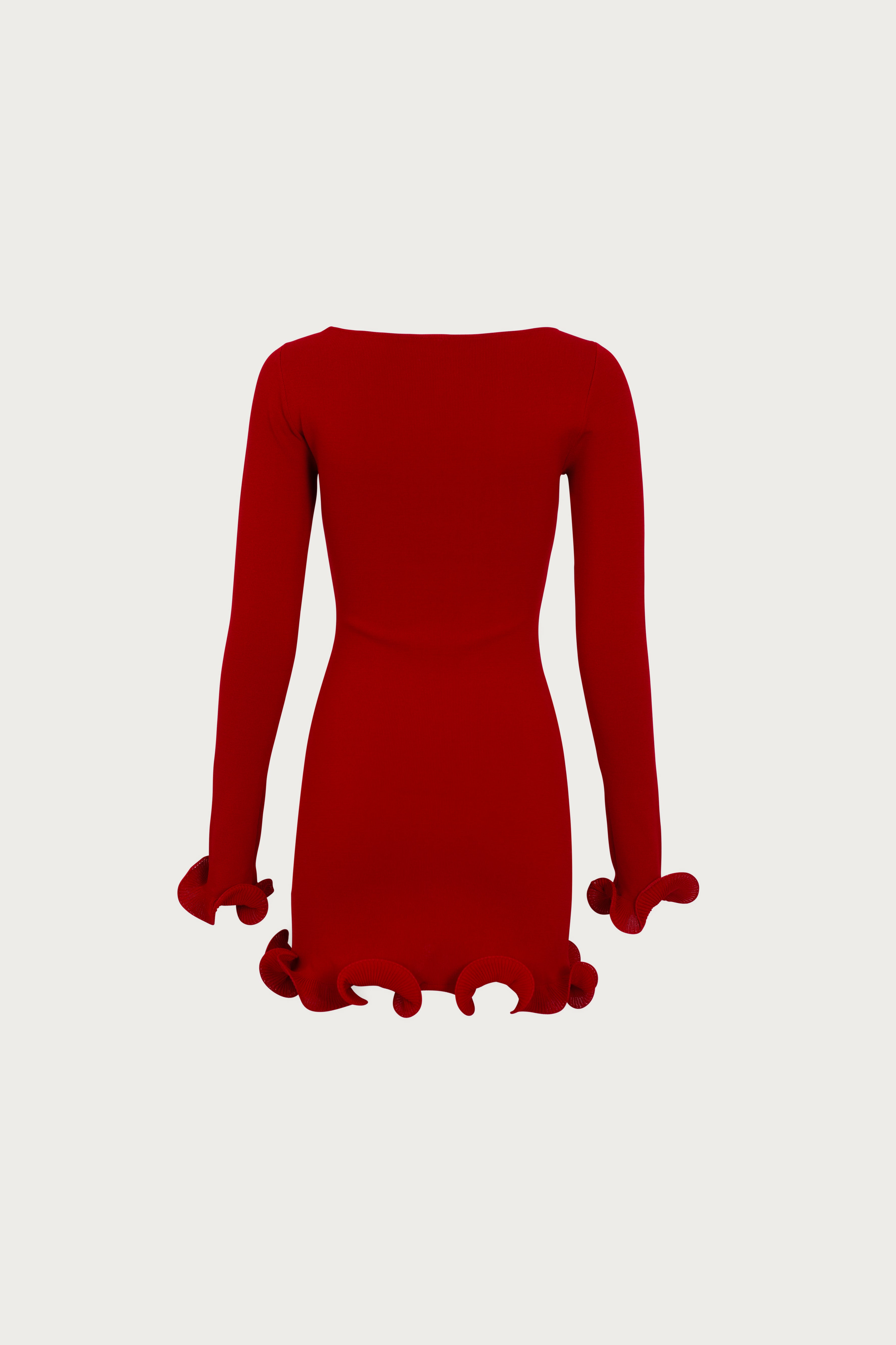 SAME Ruffle Hem Mini Dress | Red | Women's Knit Dress