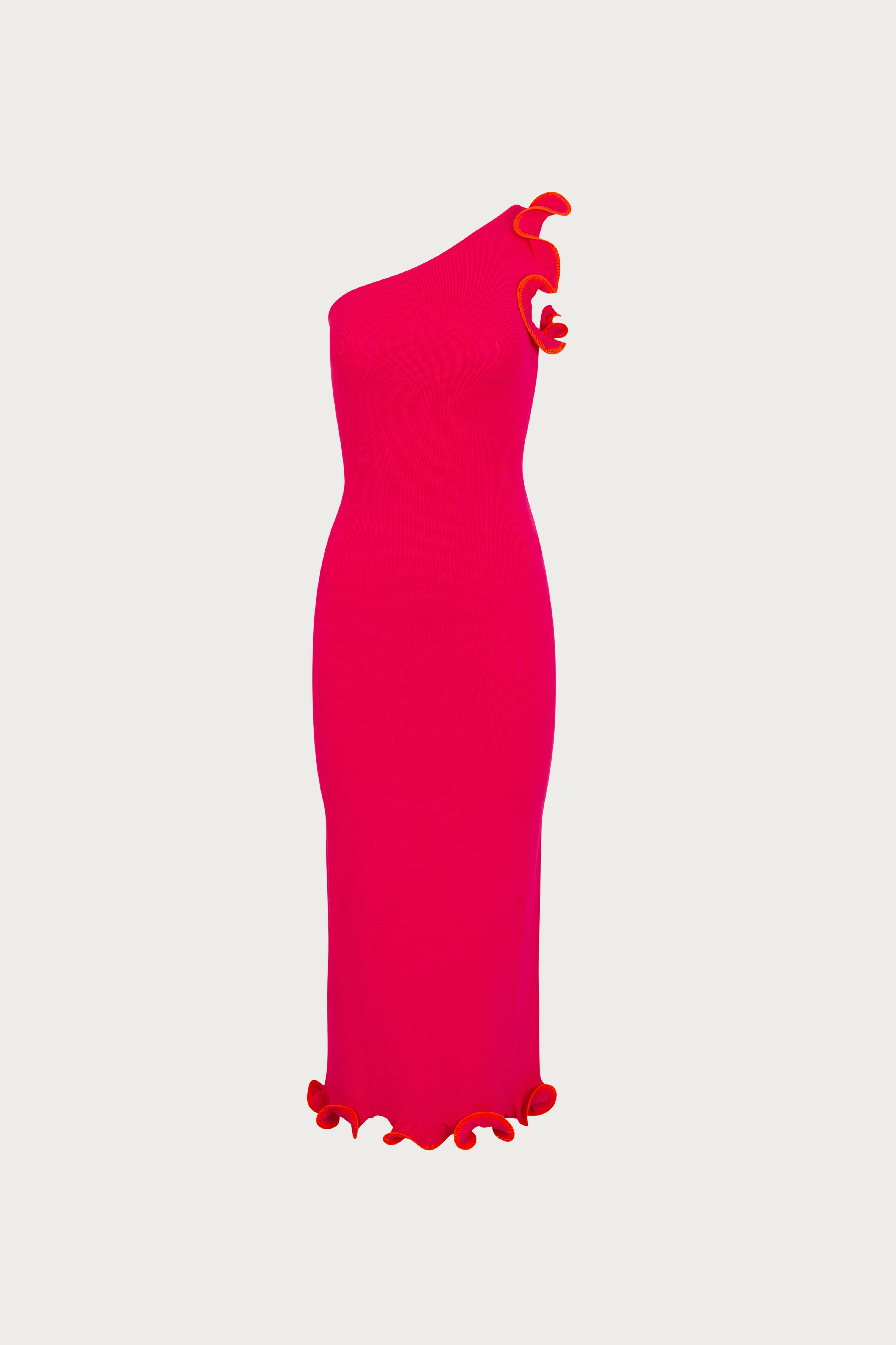 ワンピース Cherry Dot Frill Dress Red Fairytale Sweetheart Belted Dotted Tulle Layered Ruffle Maxi
