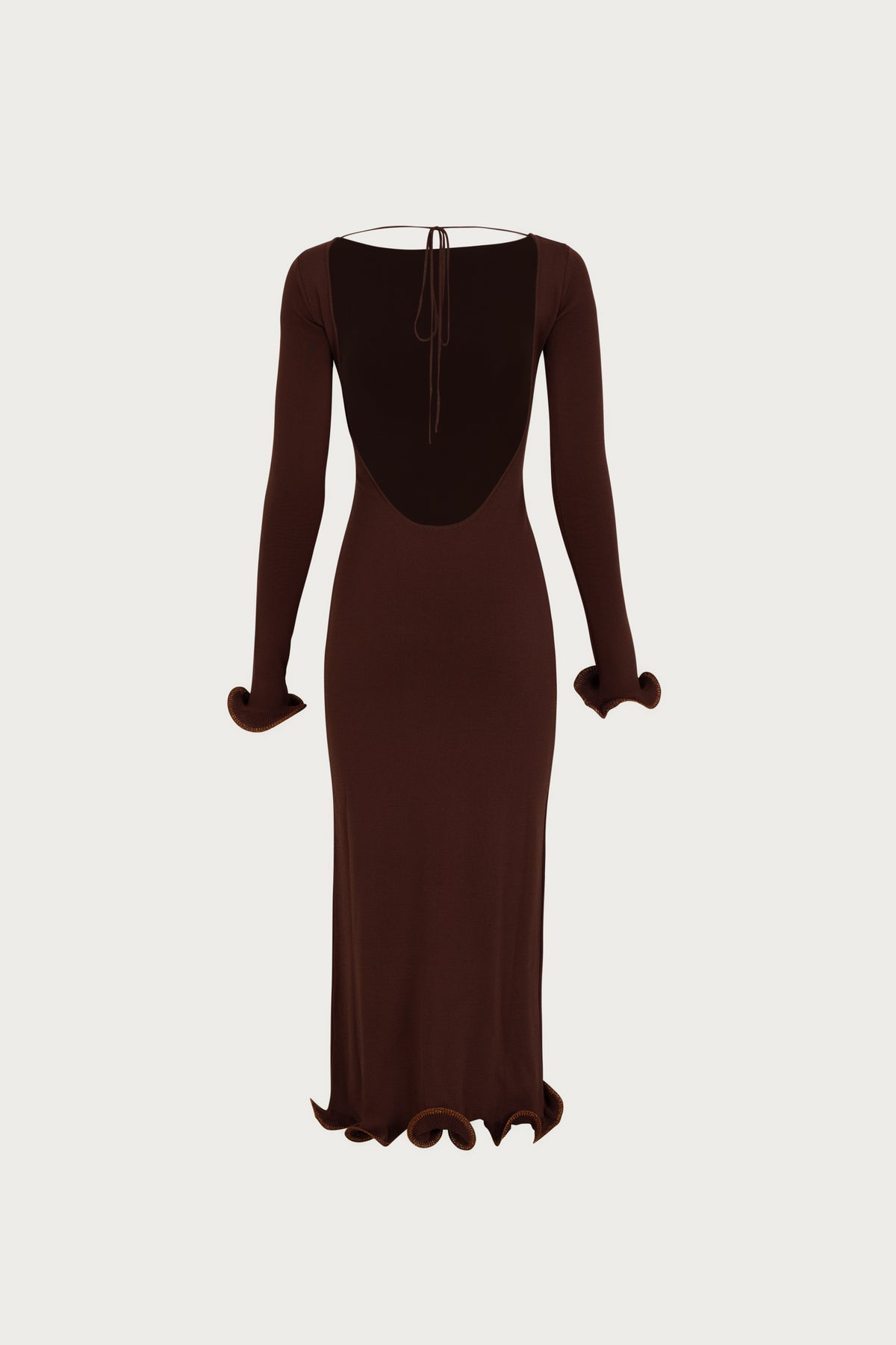 SAME Ruffle Hem Midi Dress | Chocolate Brown/Brown Lurex | Women's Knit Dress SAME Ruffle Hem Midi Dress | Chocolate Brown/Brown Lurex | Women's Knit Dress