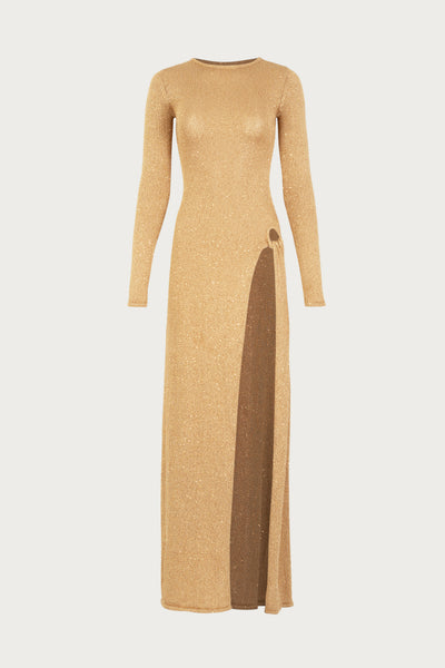 SAME Los Angeles Long Sleeve Twist Dress (Gold Sequin)