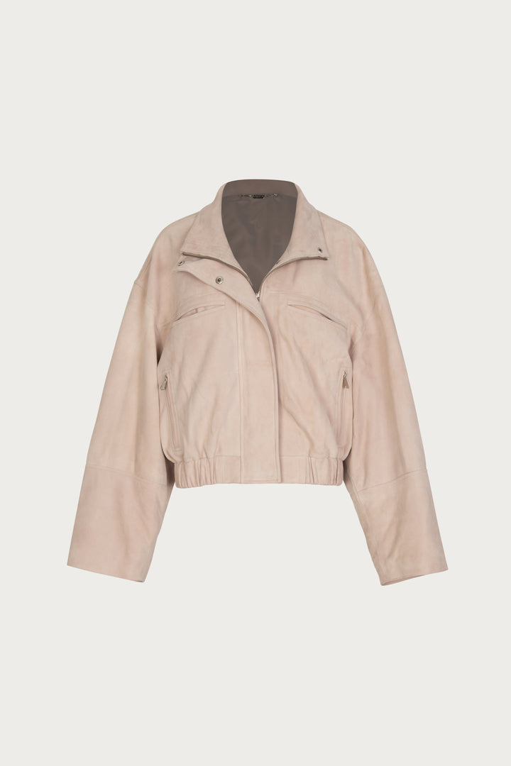 The Suede Bomber Jacket (Taupe)