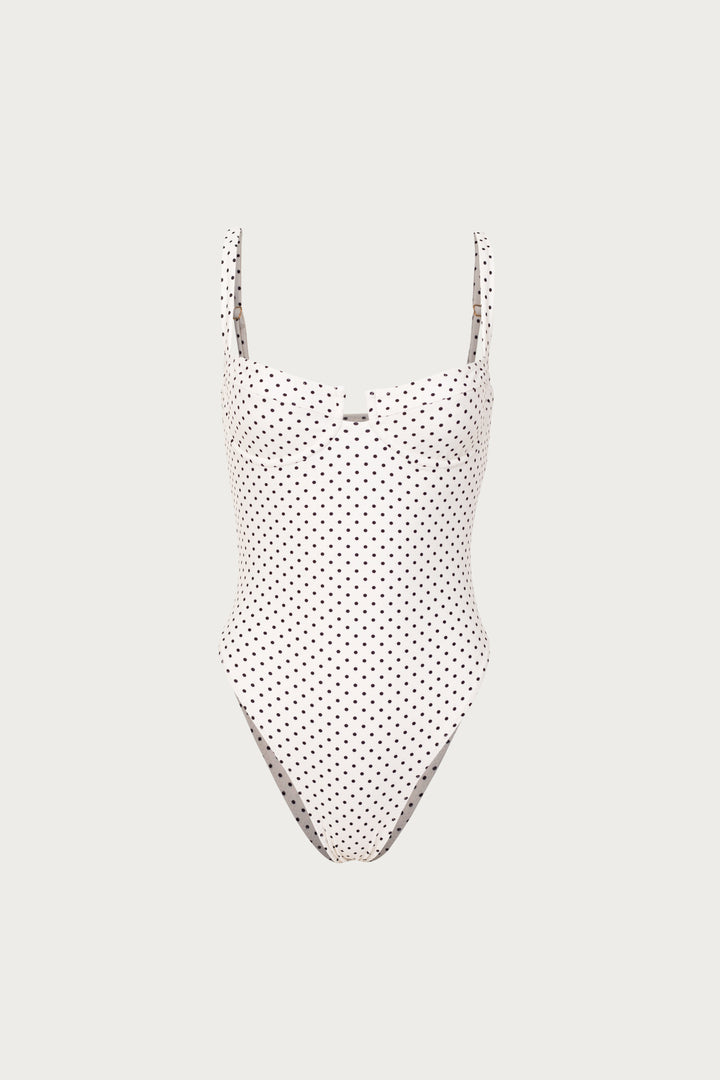 Bustier One Piece (Cream Black Polka Dot)