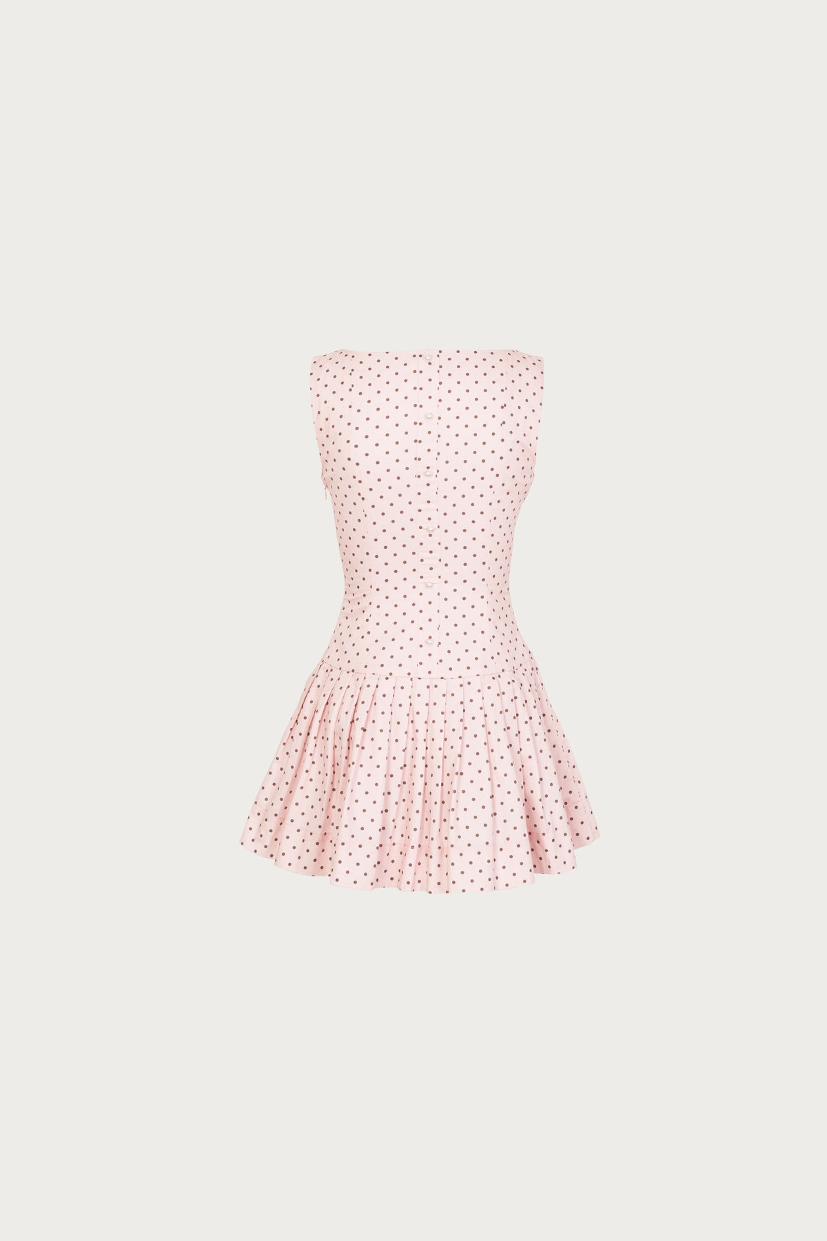 SAME Poplin Mini Dress | Pink Brown Polka Dot