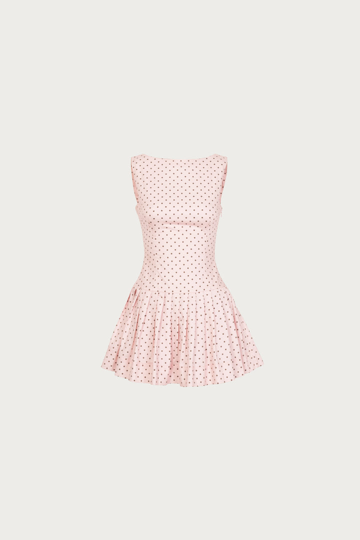 Poplin Mini Dress (Pink Polka Dot)