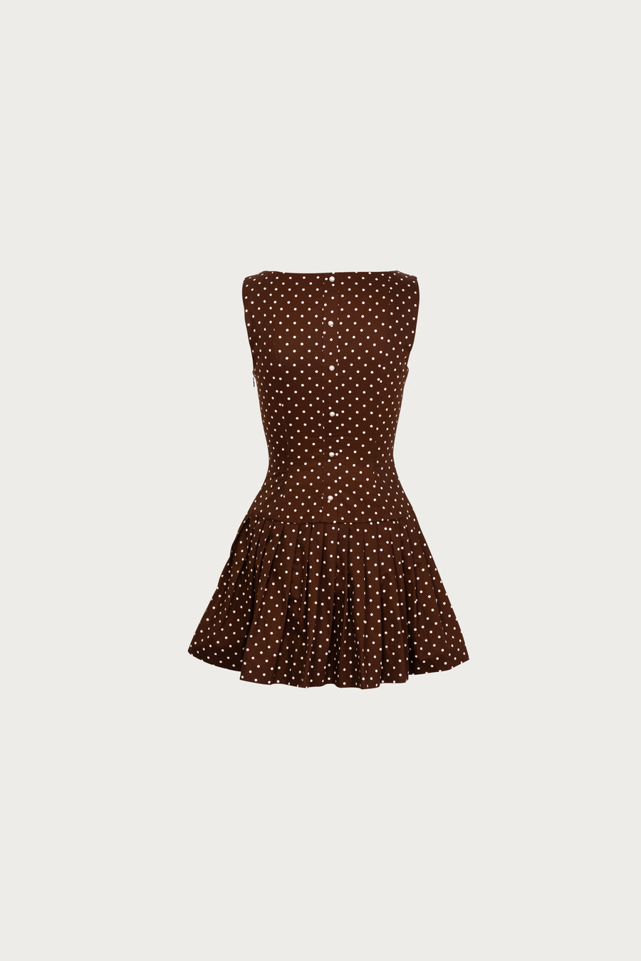Poplin Mini Dress Brown Polka Dot