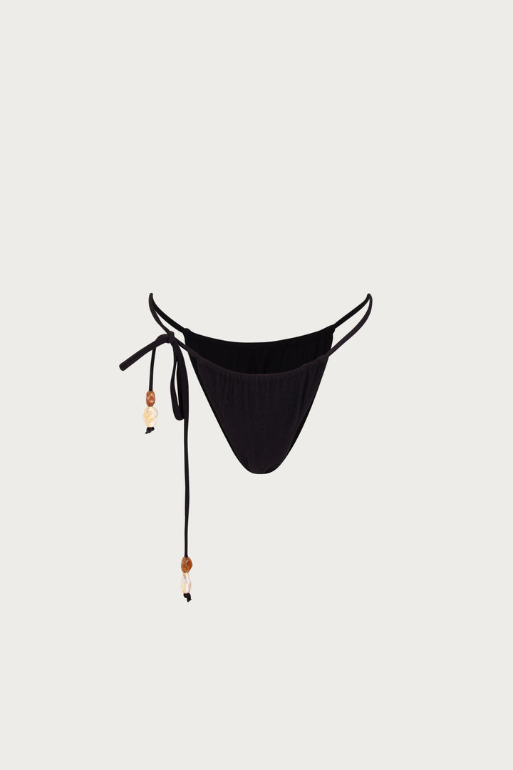 Stone Beaded String Bottom (Faux Suede Black)