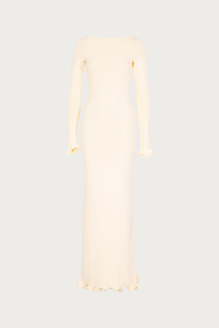 Ruffle Hem Maxi Dress (Cream)