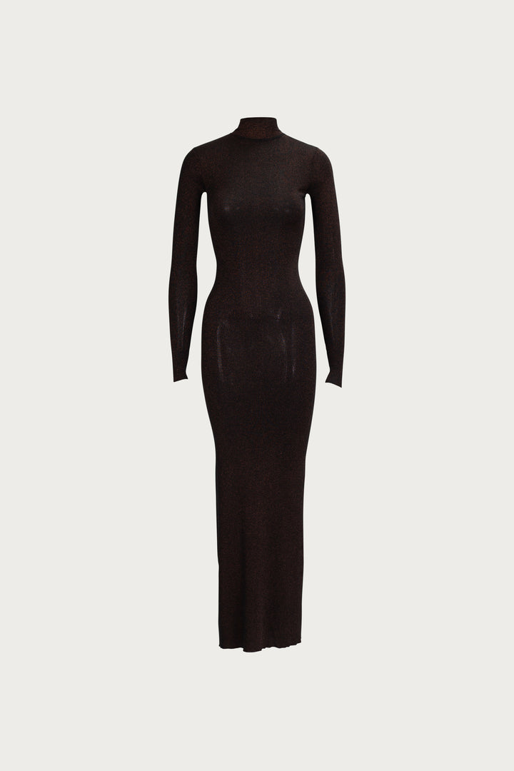 Shimmer Mockneck Dress (Black)