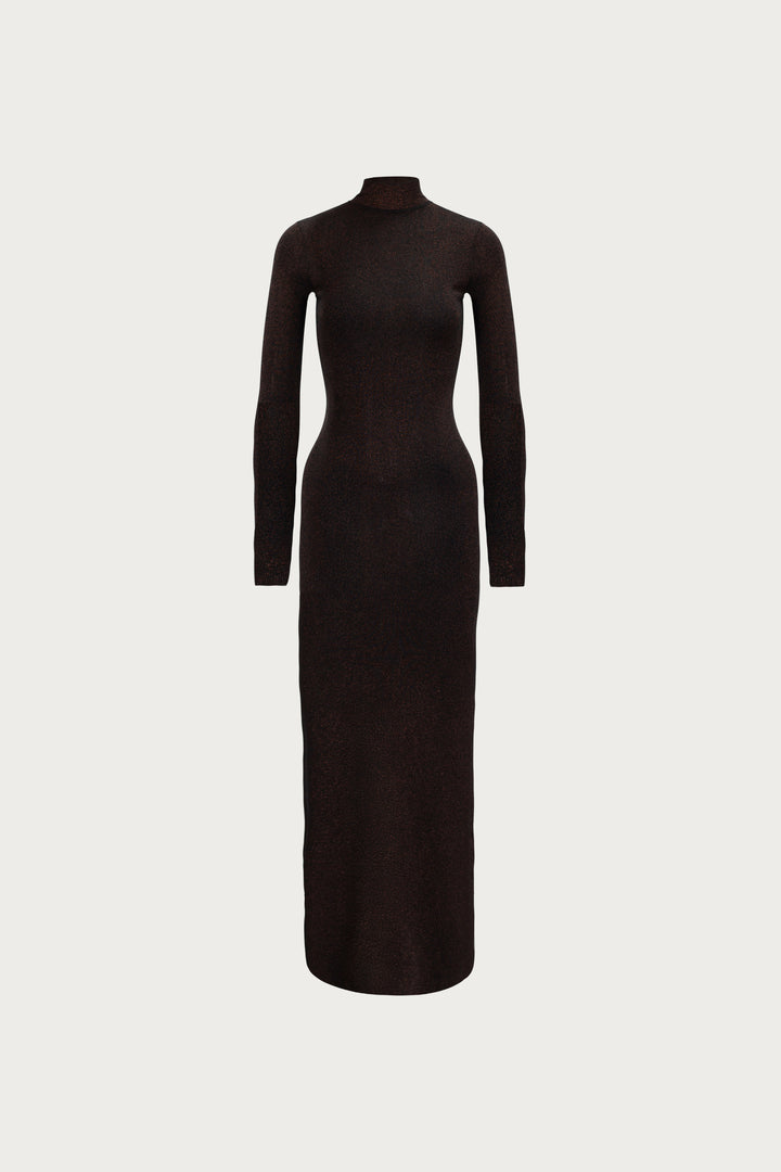 Shimmer Mockneck Dress (Black)
