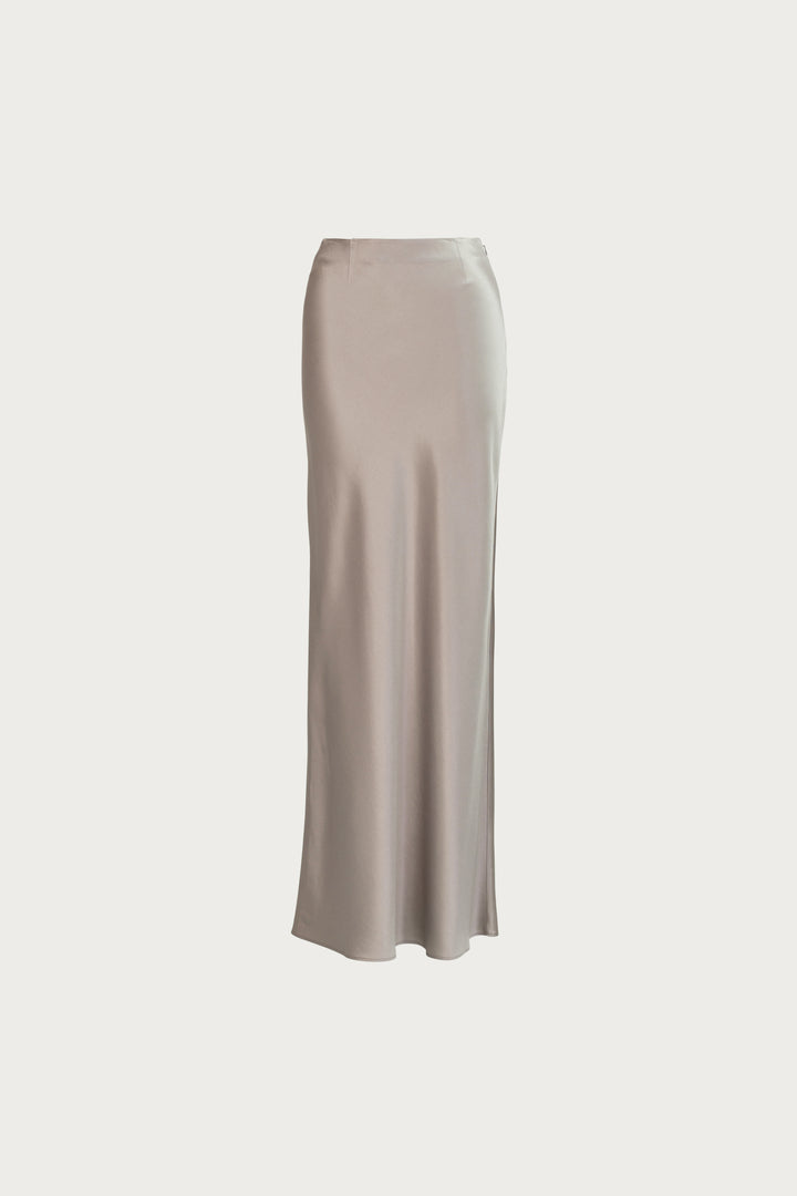 Satin Maxi Skirt (Silver)