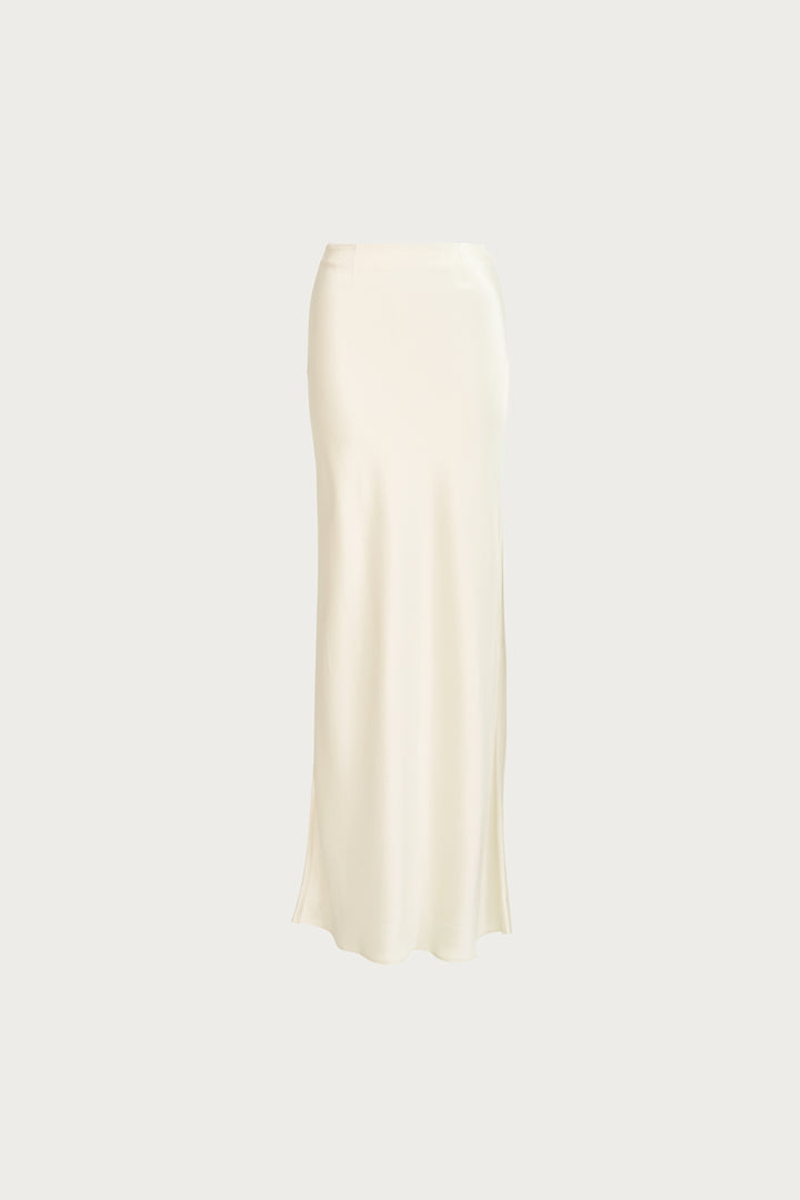 Satin Maxi Skirt (Cream)
