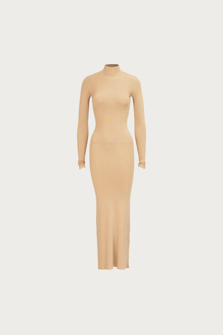 Shimmer Mockneck Dress (Gold)