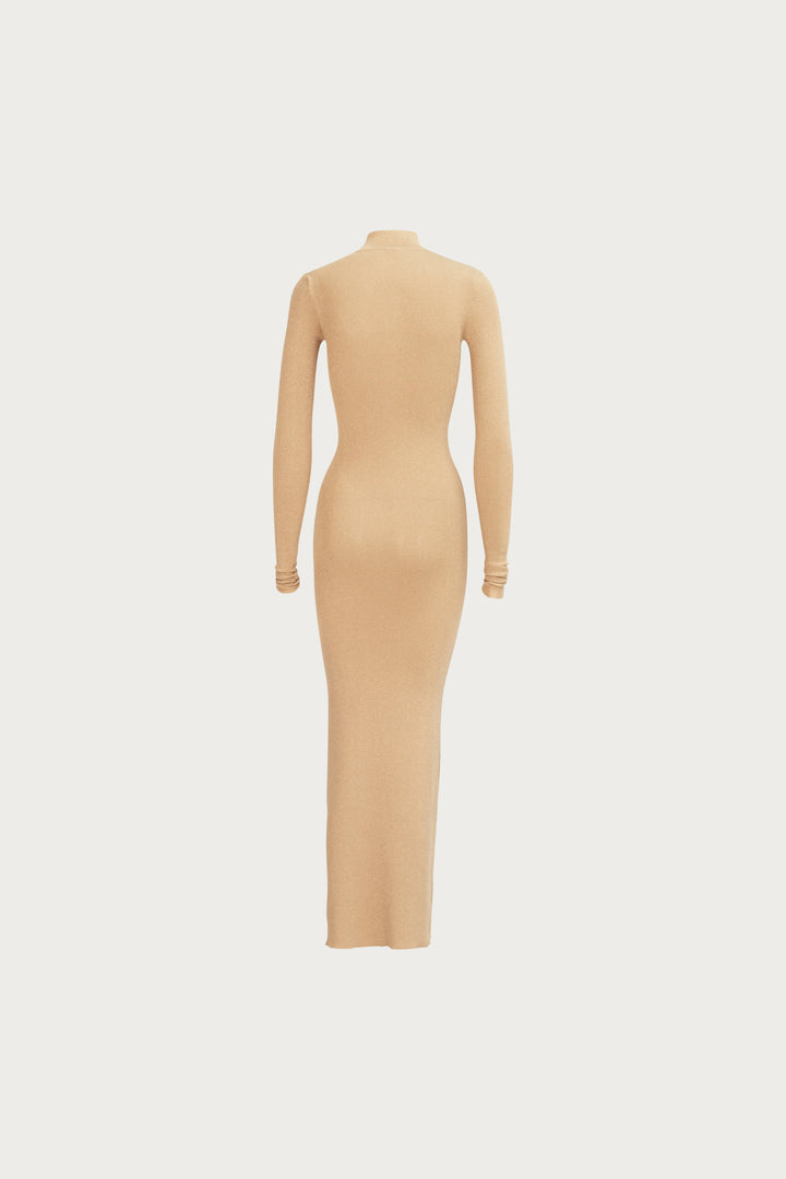 Shimmer Mockneck Dress (Gold)