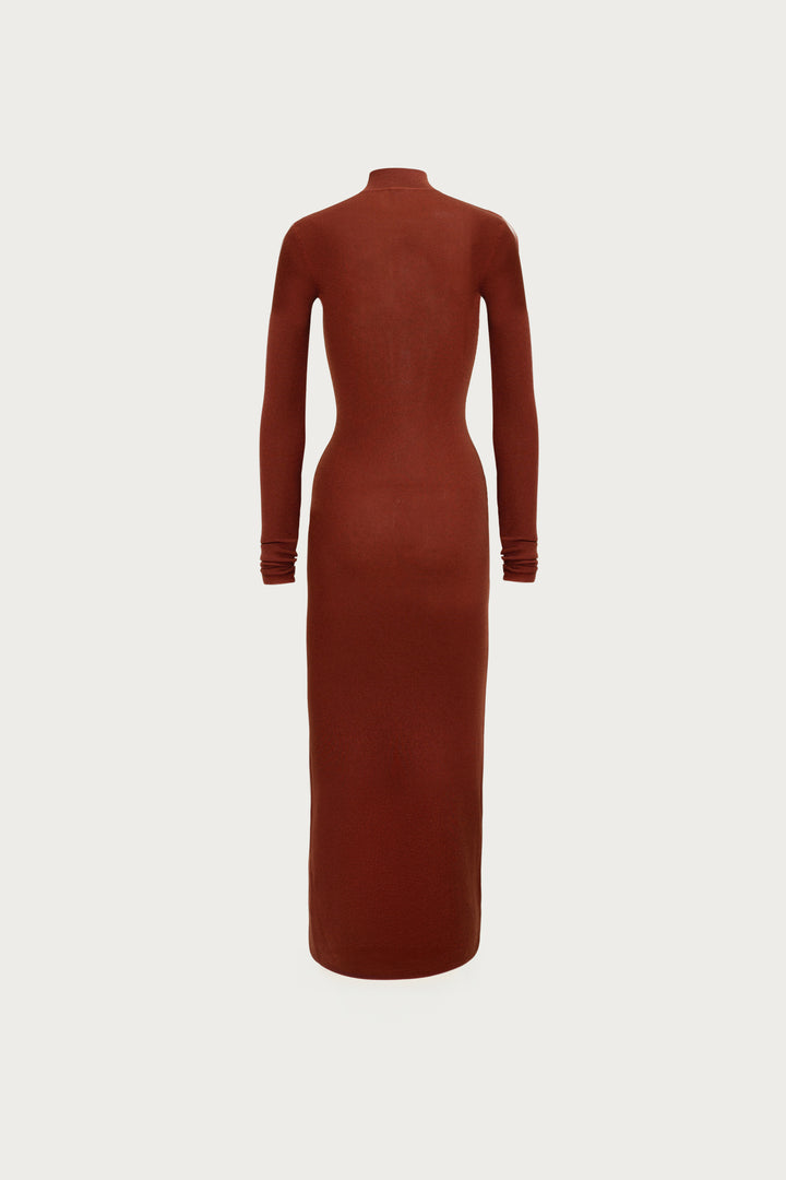 Shimmer Mockneck Dress (Rust)