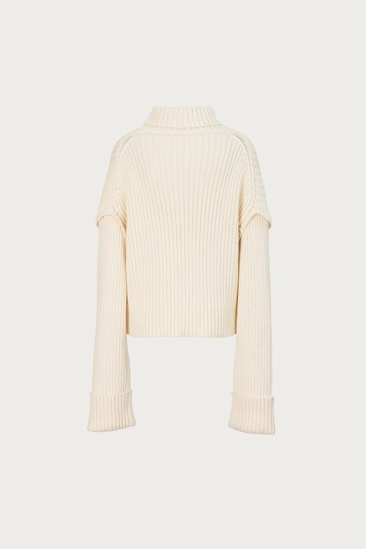 Oversized Ribbed Wool Sweater (Cream)