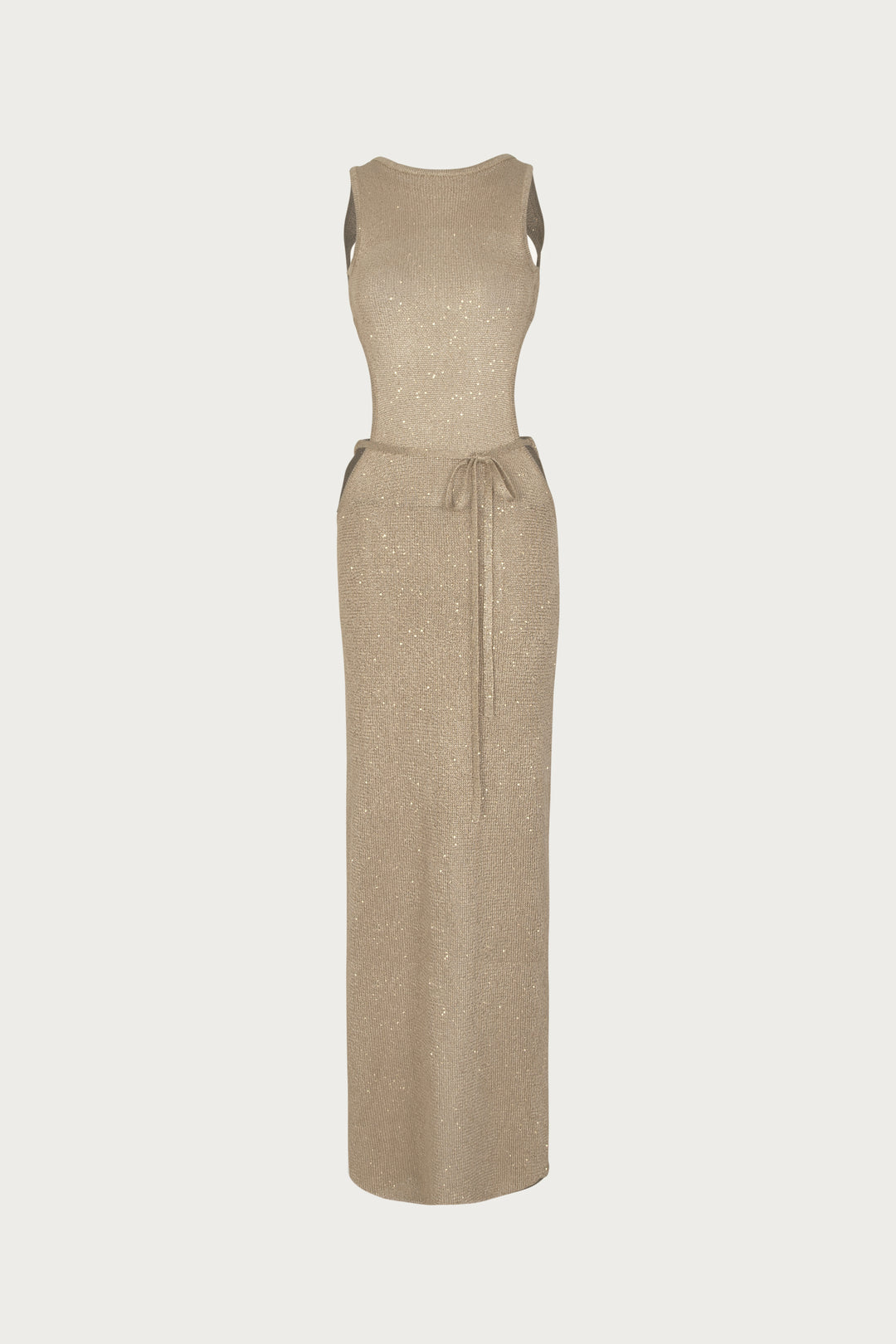 Tie Maxi Dress (Light Gold Sequin)