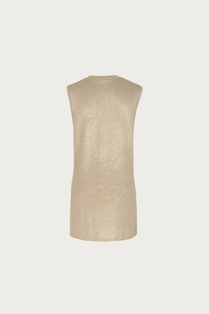 Sleeveless Knit Mini Dress (Light Gold Sequin)