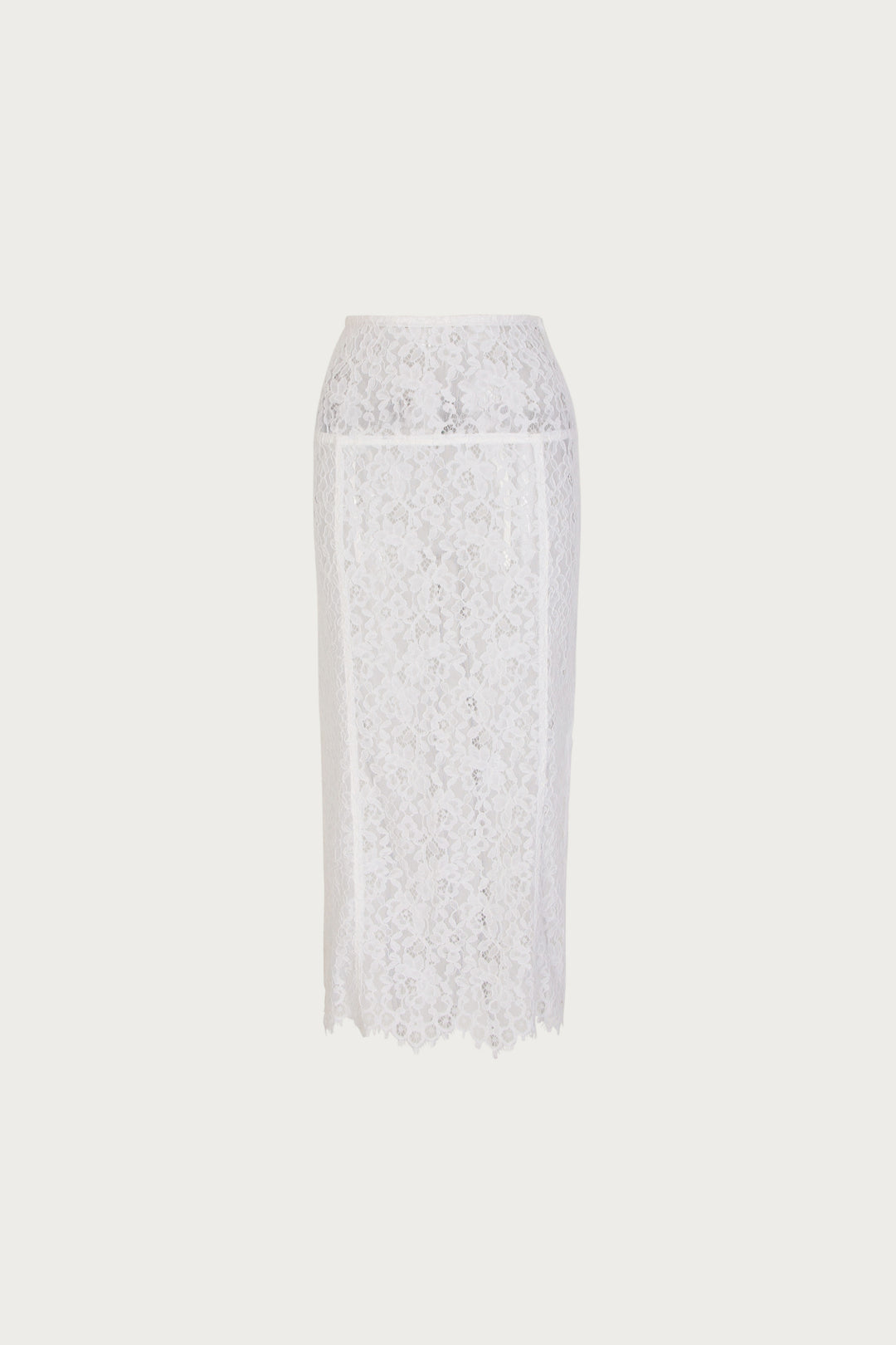 Lace Midi Skirt (White)