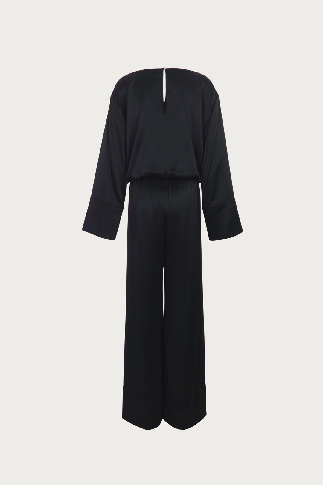 Long Sleeve Silk Jumpsuit (Black)