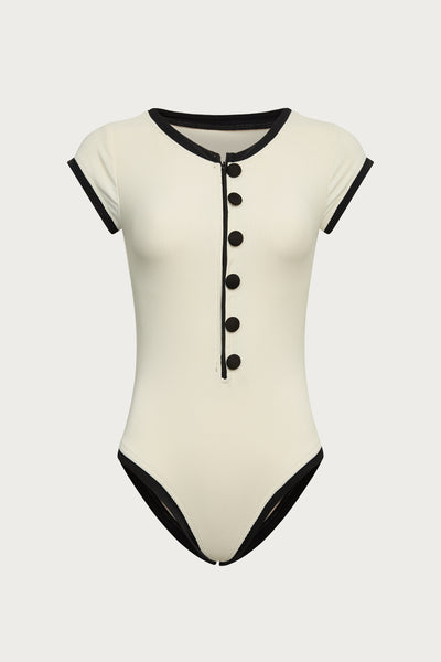 SAME Grace One Piece | Ribbed Cream/Black