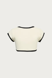The Grace Top (Ribbed Cream/Black)