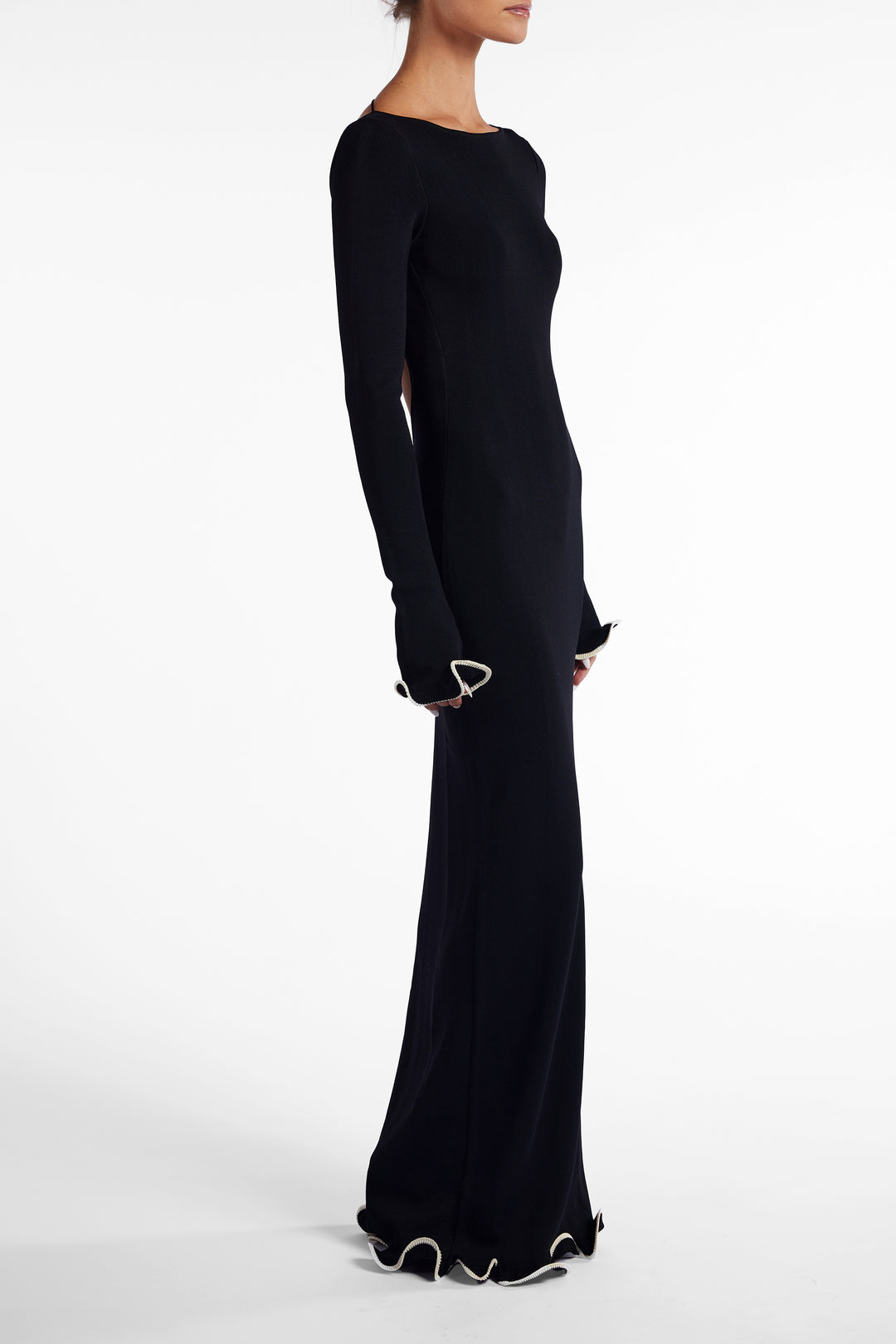 SAME Ruffle Hem Maxi Dress Black/Cream