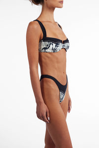 Western Underwire Top (Python/Faux Suede Black)