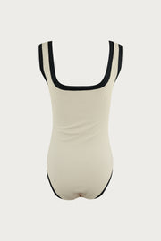 The Grace Tank One Piece (Ribbed Cream/Black)