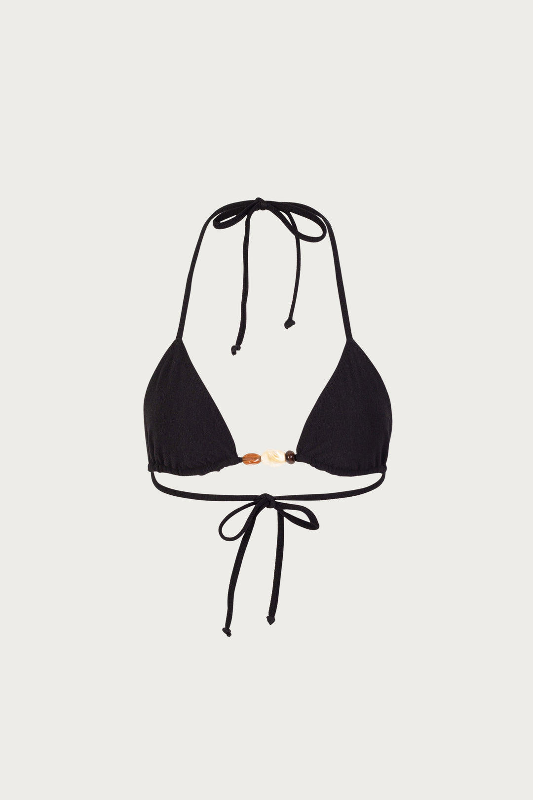 Stone Beaded Triangle Top (Faux Suede Black)