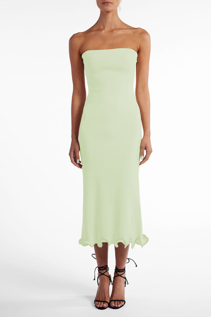 Ruffle Hem Strapless Dress (Mint)