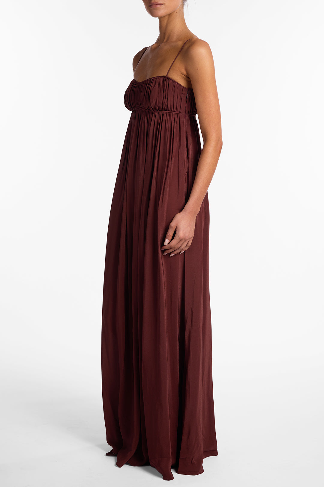 SAME Ruched Chiffon Dress | Chocolate Brown | Women's Maxi Dress XS / Chocolate Brown SAME Ruched Chiffon Dress | Chocolate Brown | Women's Maxi Dress XS / Chocolate Brown
