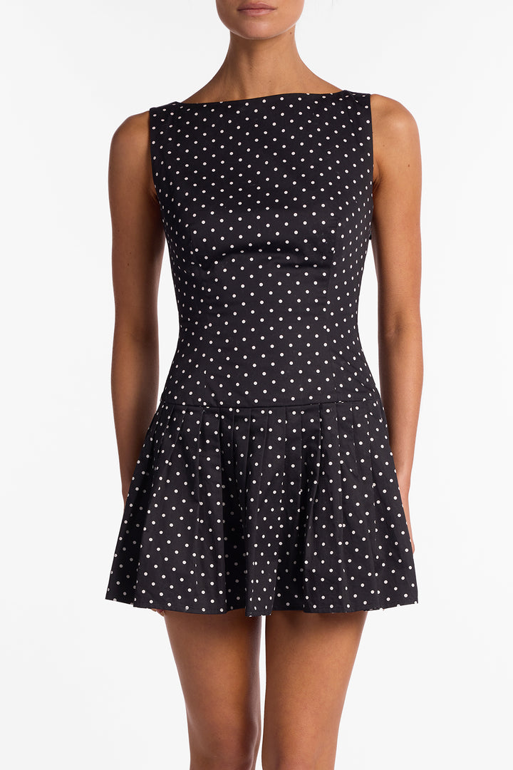 Poplin Mini Dress (Black Polka Dot)
