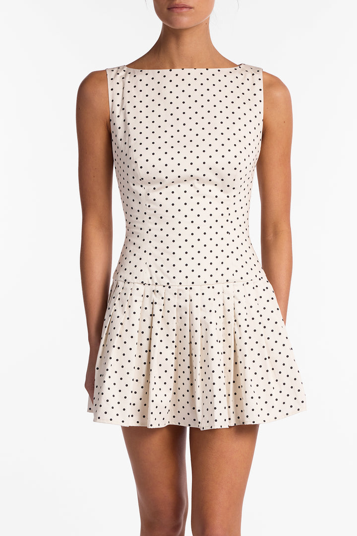 Poplin Mini Dress (Cream Polka Dot)