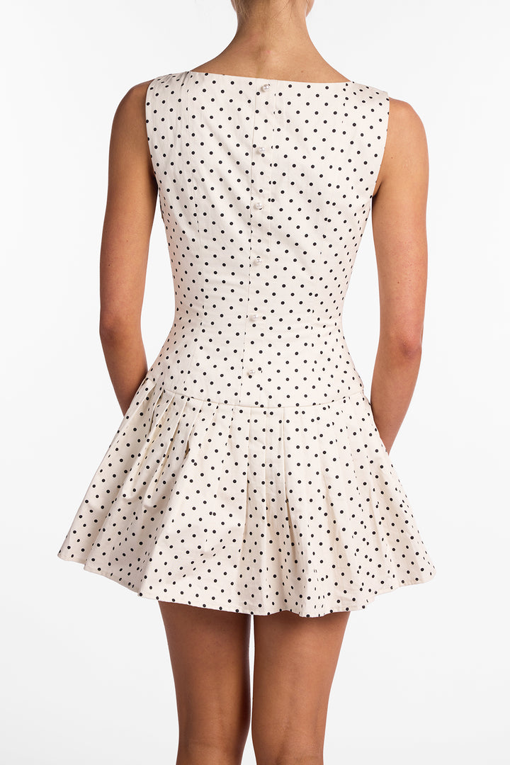 Poplin Mini Dress (Cream Polka Dot)
