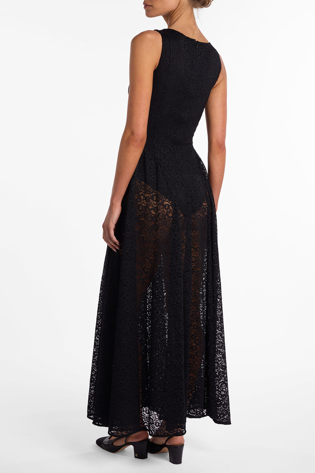 French Lace Midi Dress (Black)