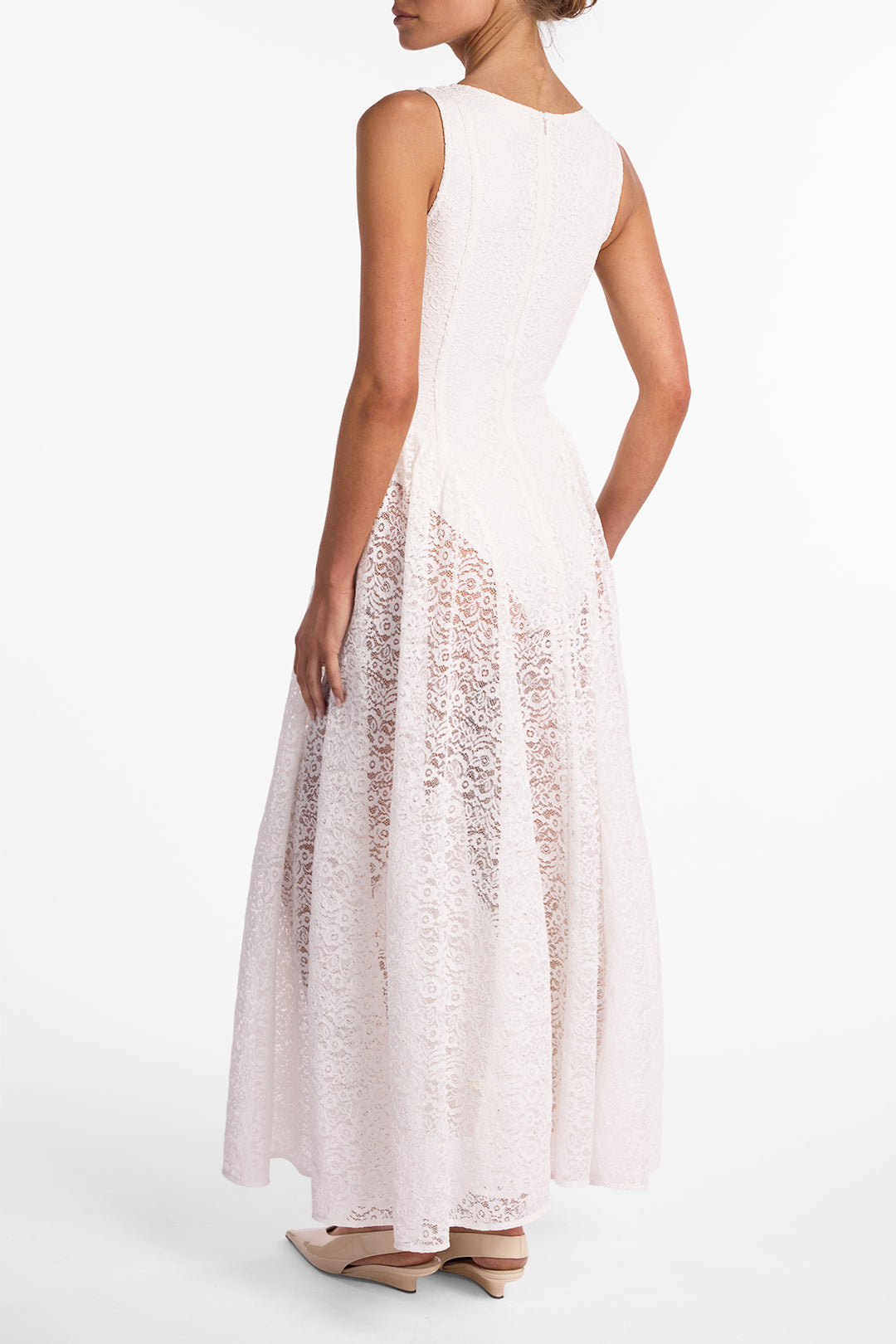 French Lace Midi Dress (White)