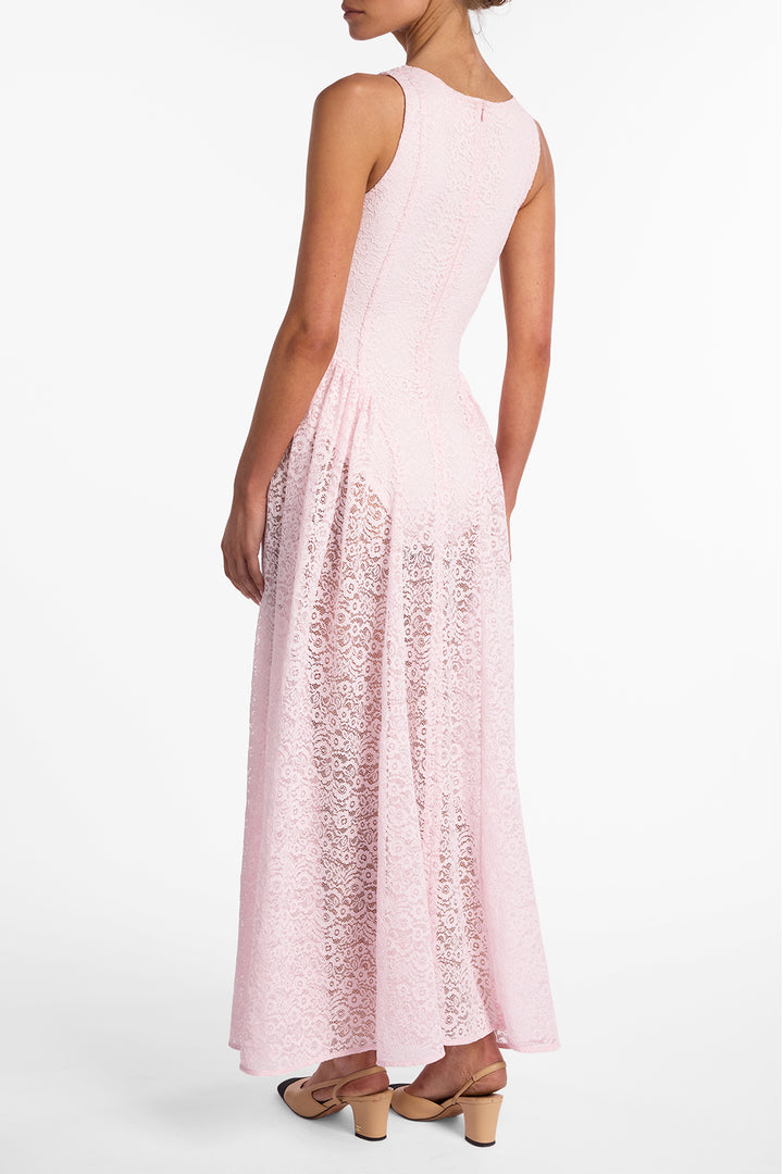 French Lace Midi Dress (Pink)