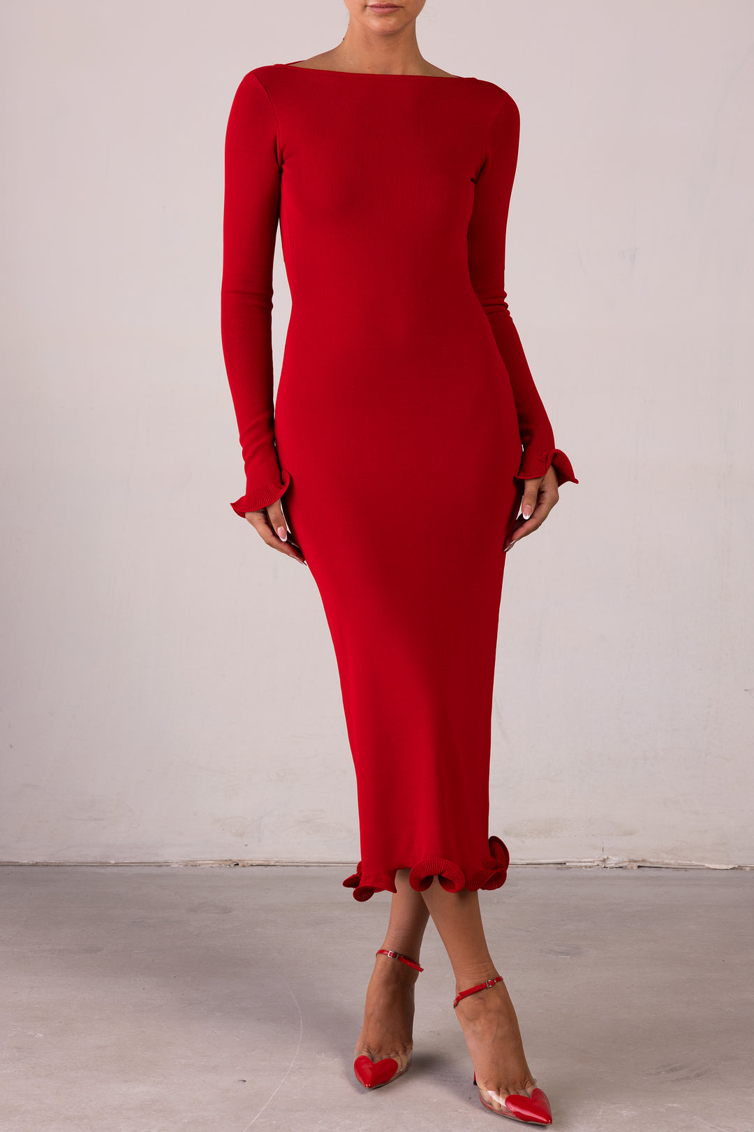 bodycon dress with frill at bottom Bottom Frill Bodycon Dress Fimonaa