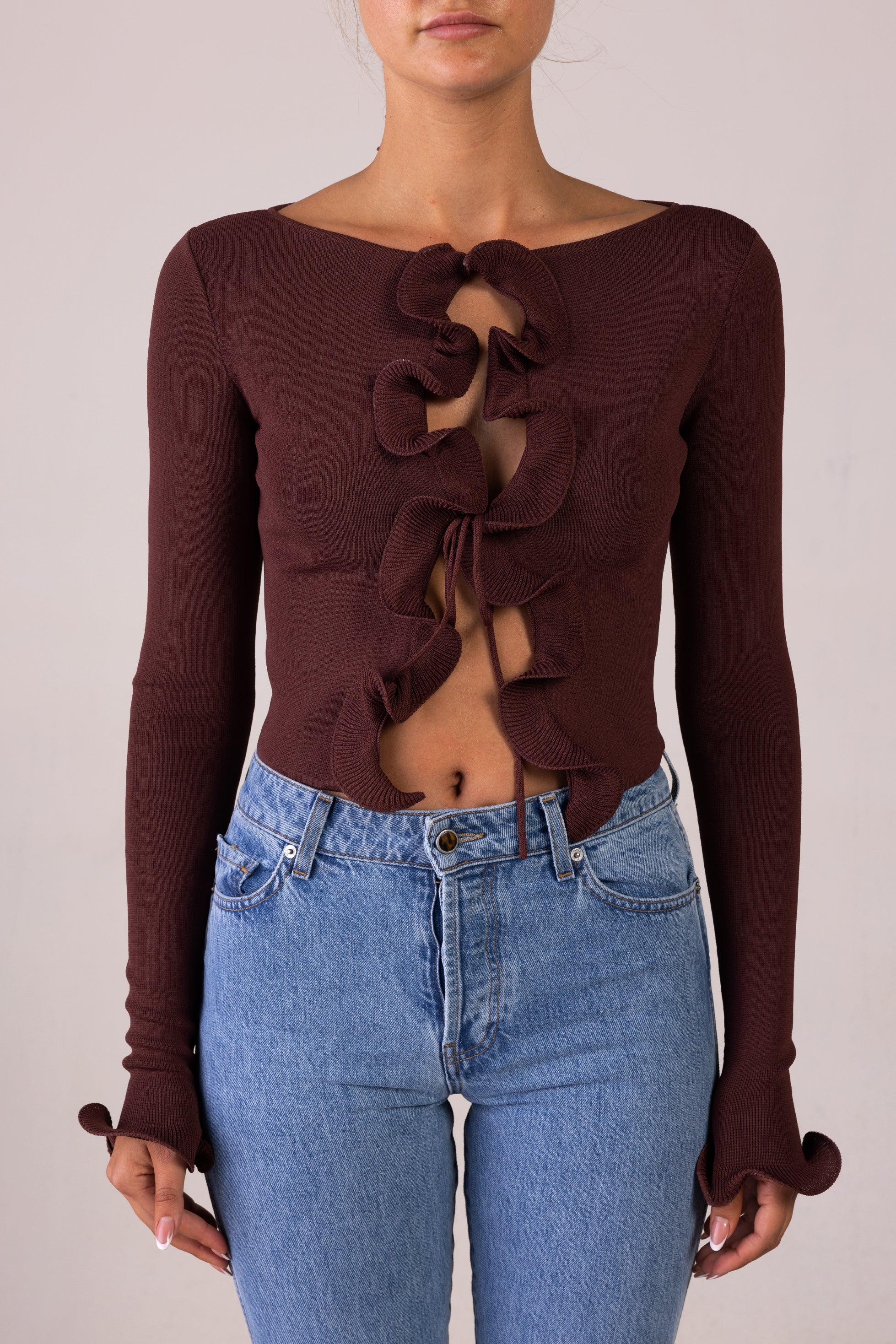 トップス deres half sleeve blouse chocolate Topshop ruched detail short sleeve top in chocolate brown | ASOS