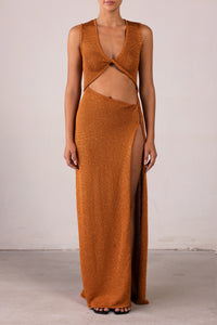 Cut Out Twist Dress (Copper Sequin)