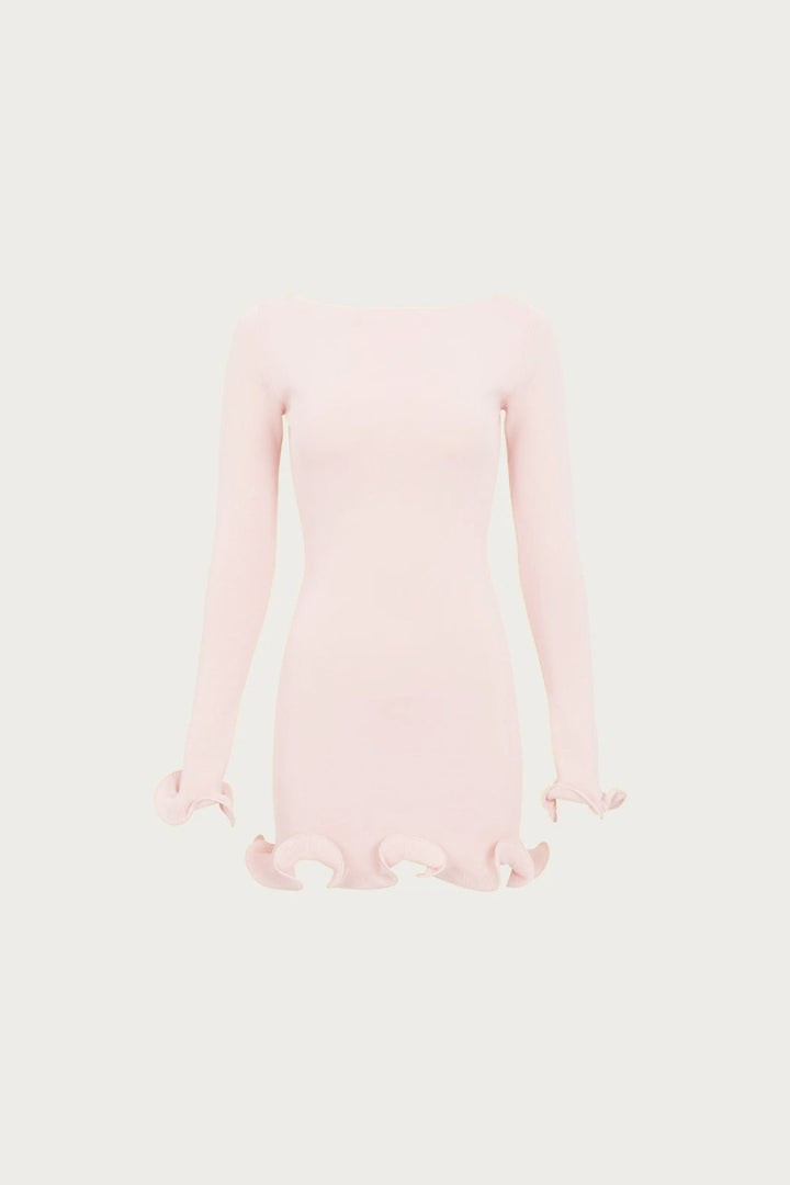 Ruffle Hem Mini Dress (Pale Pink)